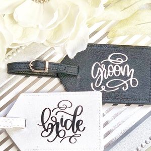 Bride and Groom luggage tag set